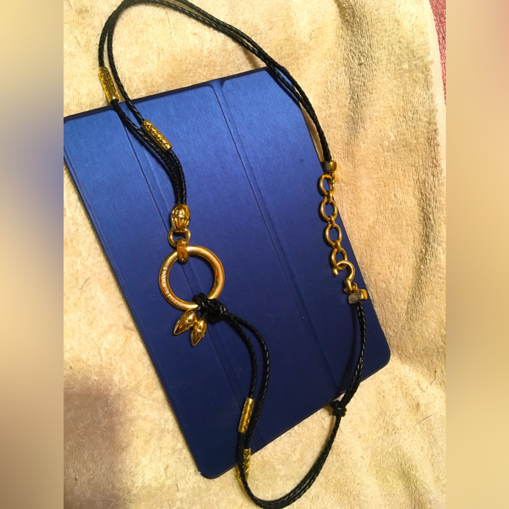 Clara Studio’s Asymmetry Braided Leather Fashion Belt w/Gold Tone Rings Links